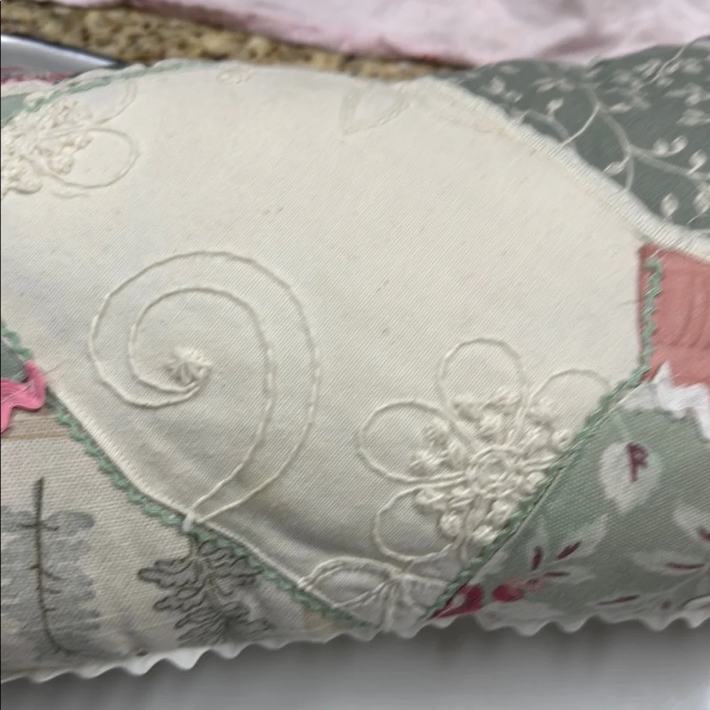 Pillow Vintage Patchwork Rick Rack Pillow with Floral Design